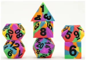 SILICONE 7 DICE SET SHARP EDGE PRIDE RAINBOW