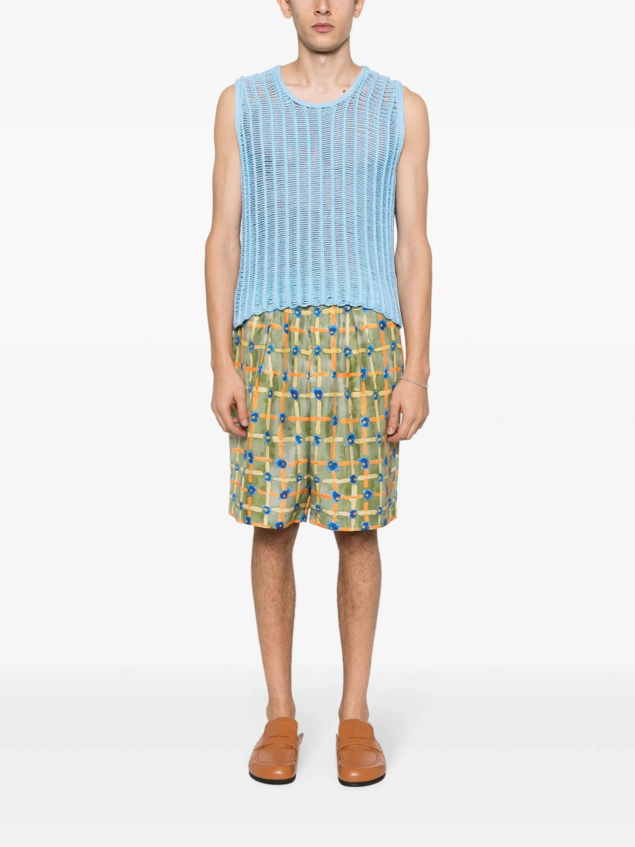 Silk Abstract-Print Shorts