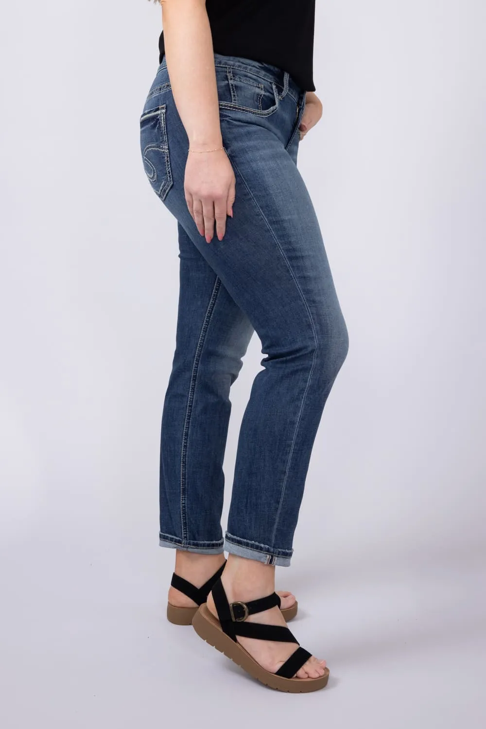 Silver Jeans Boyfriend Mid Rise Slim Leg Jeans for Women | L27170CVS331