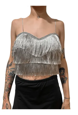 Silver Layered Fringe Bralette