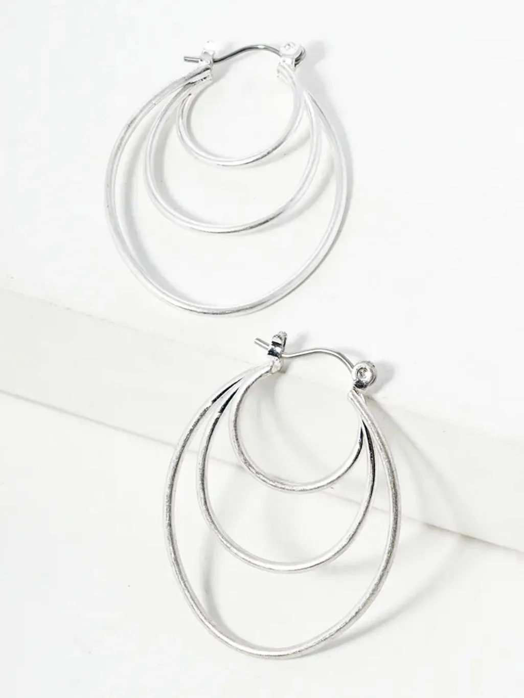 Silver Layered Hinge Hoop
