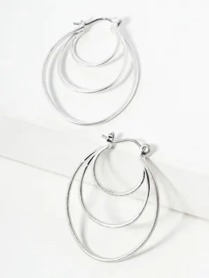 Silver Layered Hinge Hoop