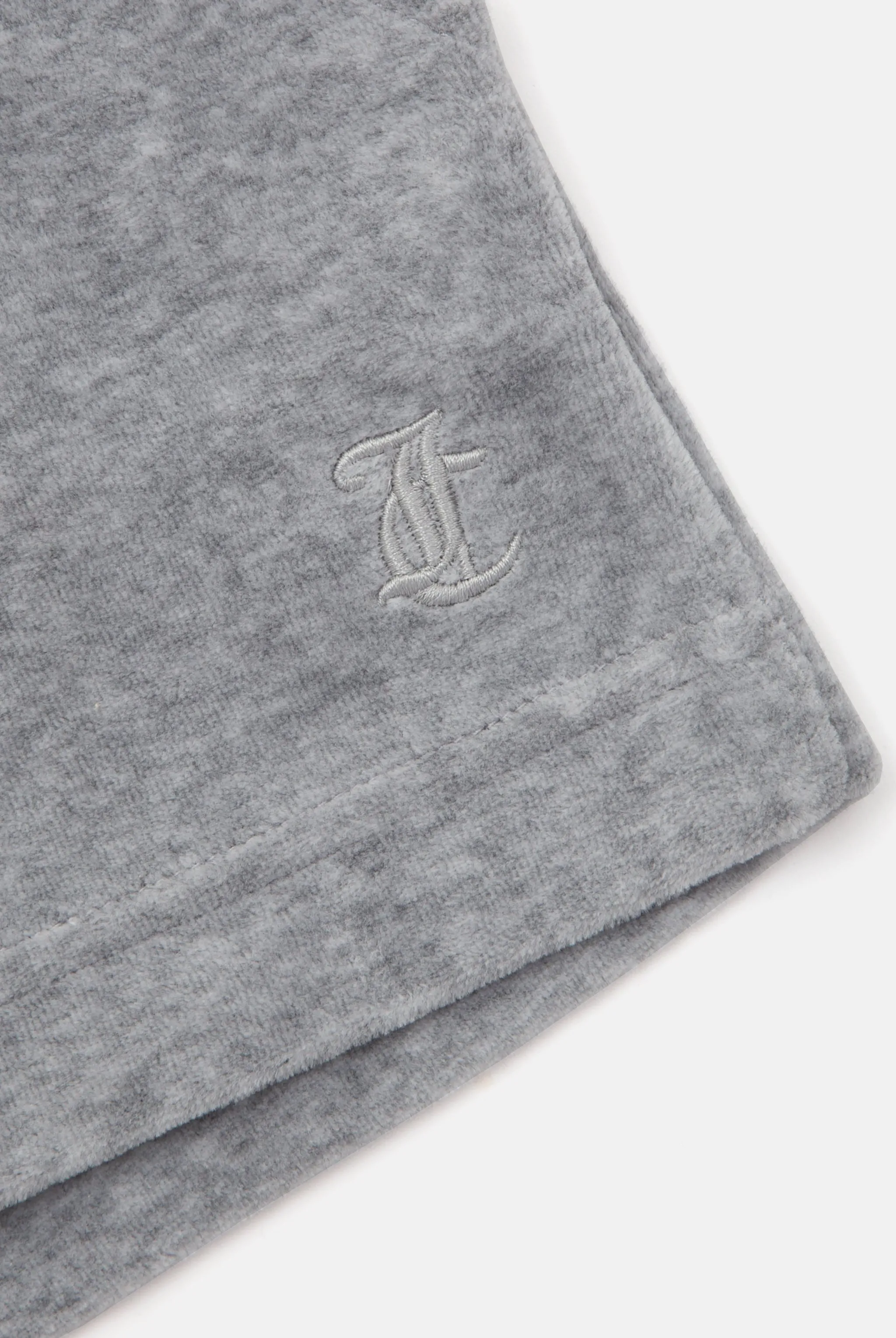 SILVER MARL COTTON VELOUR TRACK SHORT WITH BACK POCKET