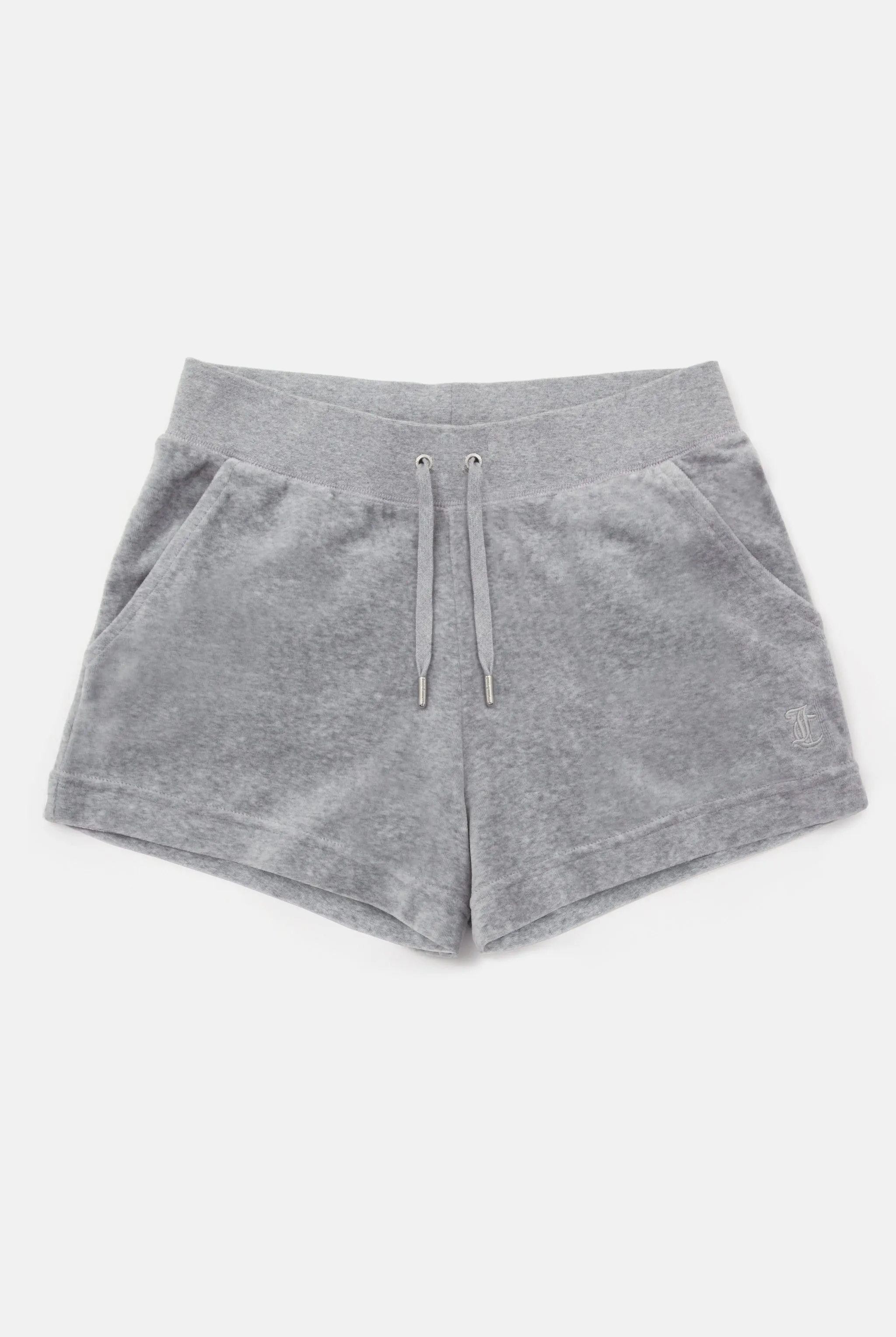 SILVER MARL COTTON VELOUR TRACK SHORT WITH BACK POCKET