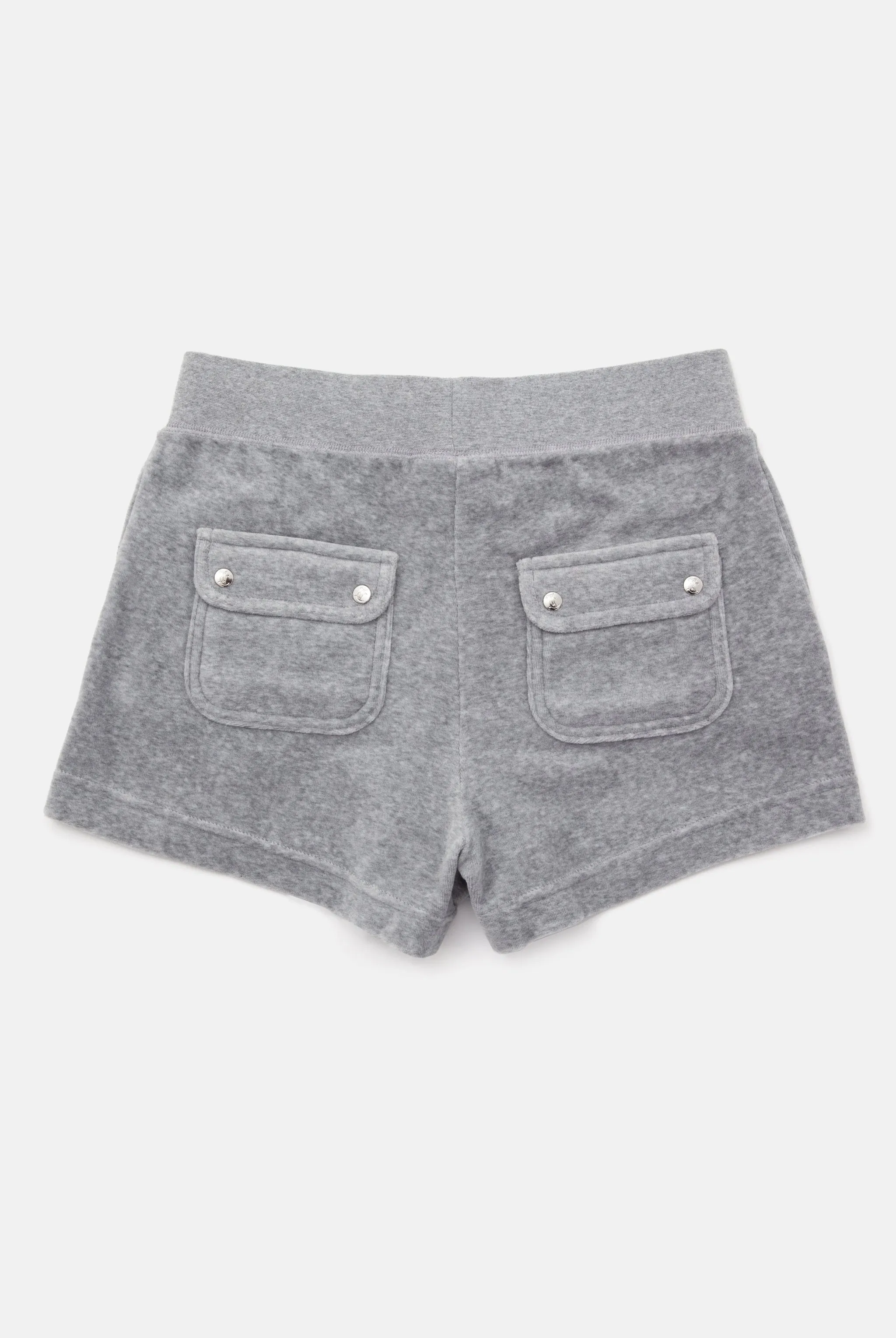 SILVER MARL COTTON VELOUR TRACK SHORT WITH BACK POCKET