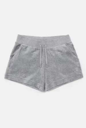 SILVER MARL COTTON VELOUR TRACK SHORT WITH BACK POCKET