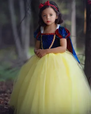 Snow White Princess Deluxe Costume Dresses Birthday Party Cosplay Outfits for Girls