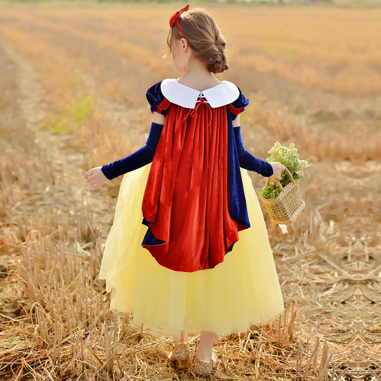 Snow White Princess Deluxe Costume Dresses Birthday Party Cosplay Outfits for Girls
