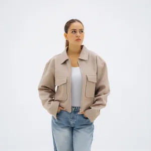 Soft cropped jacket - Beige