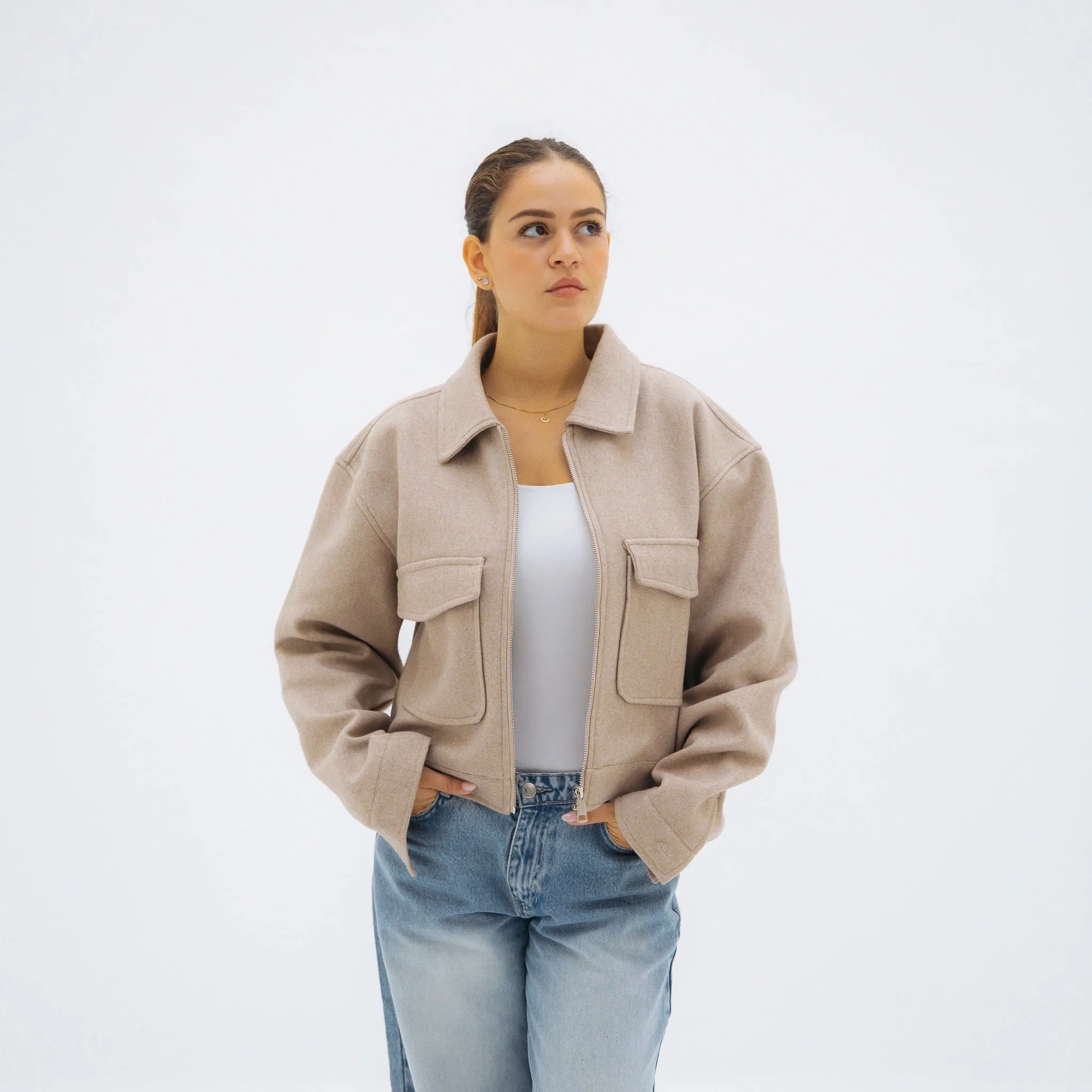 Soft cropped jacket - Beige
