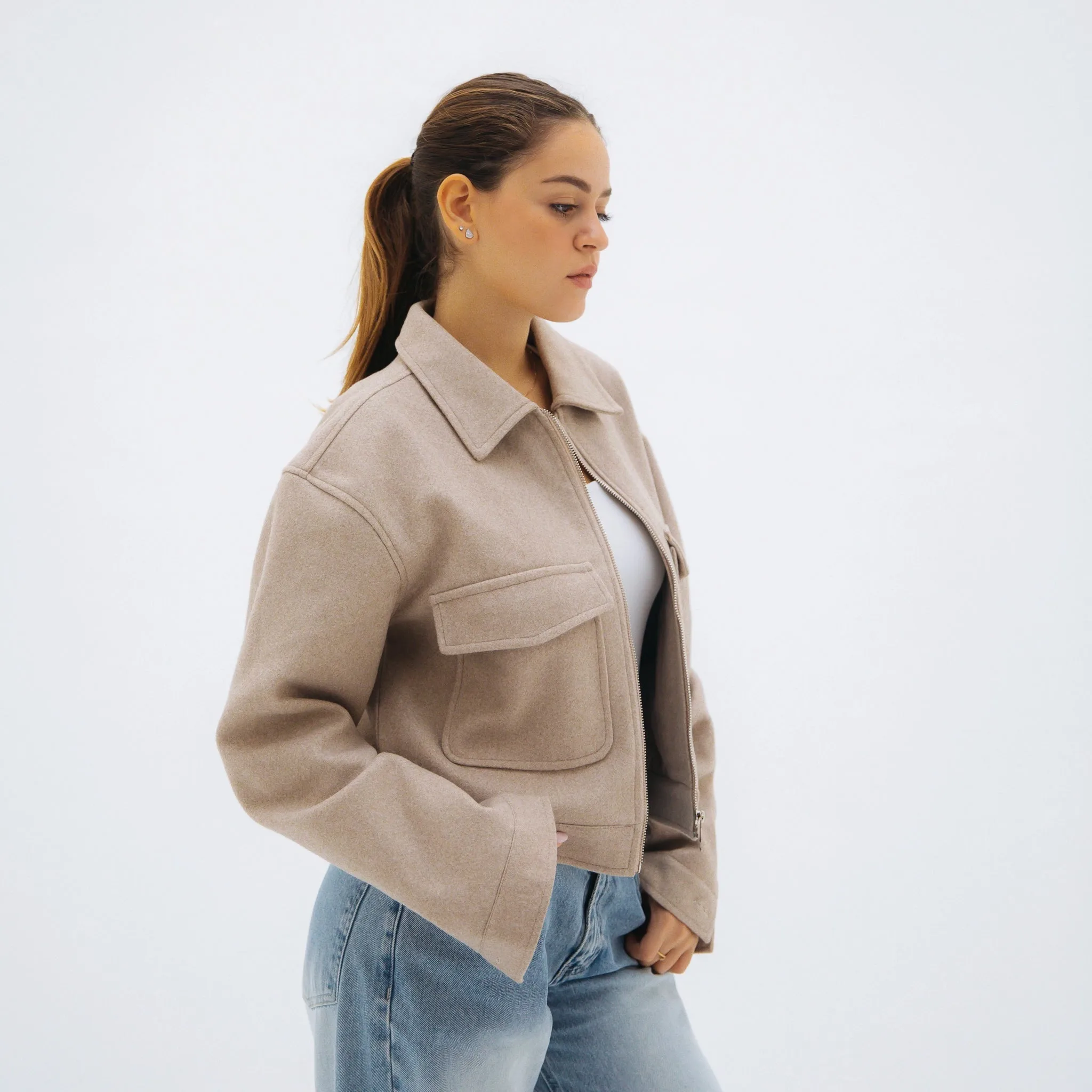 Soft cropped jacket - Beige