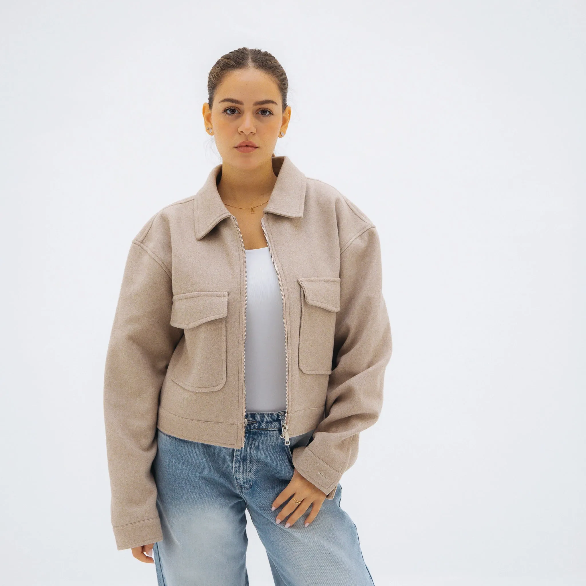 Soft cropped jacket - Beige