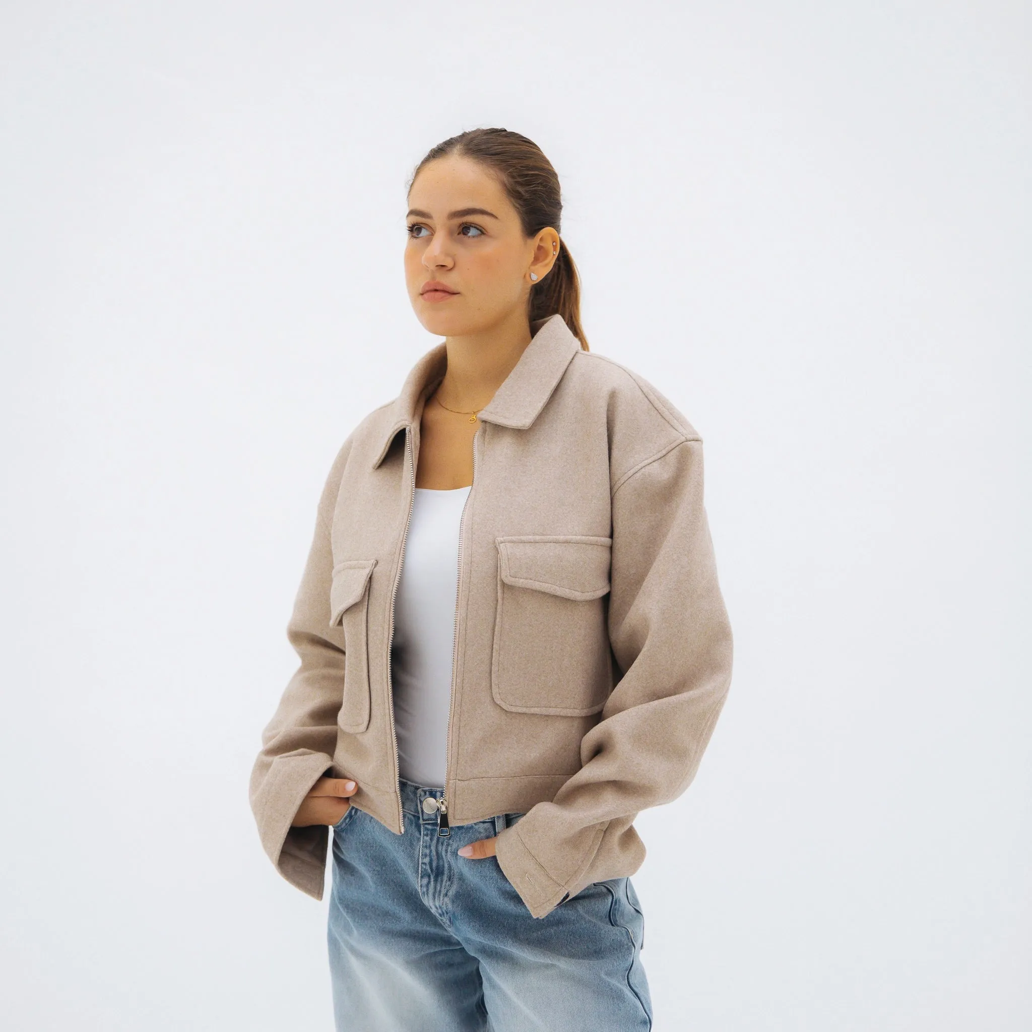 Soft cropped jacket - Beige