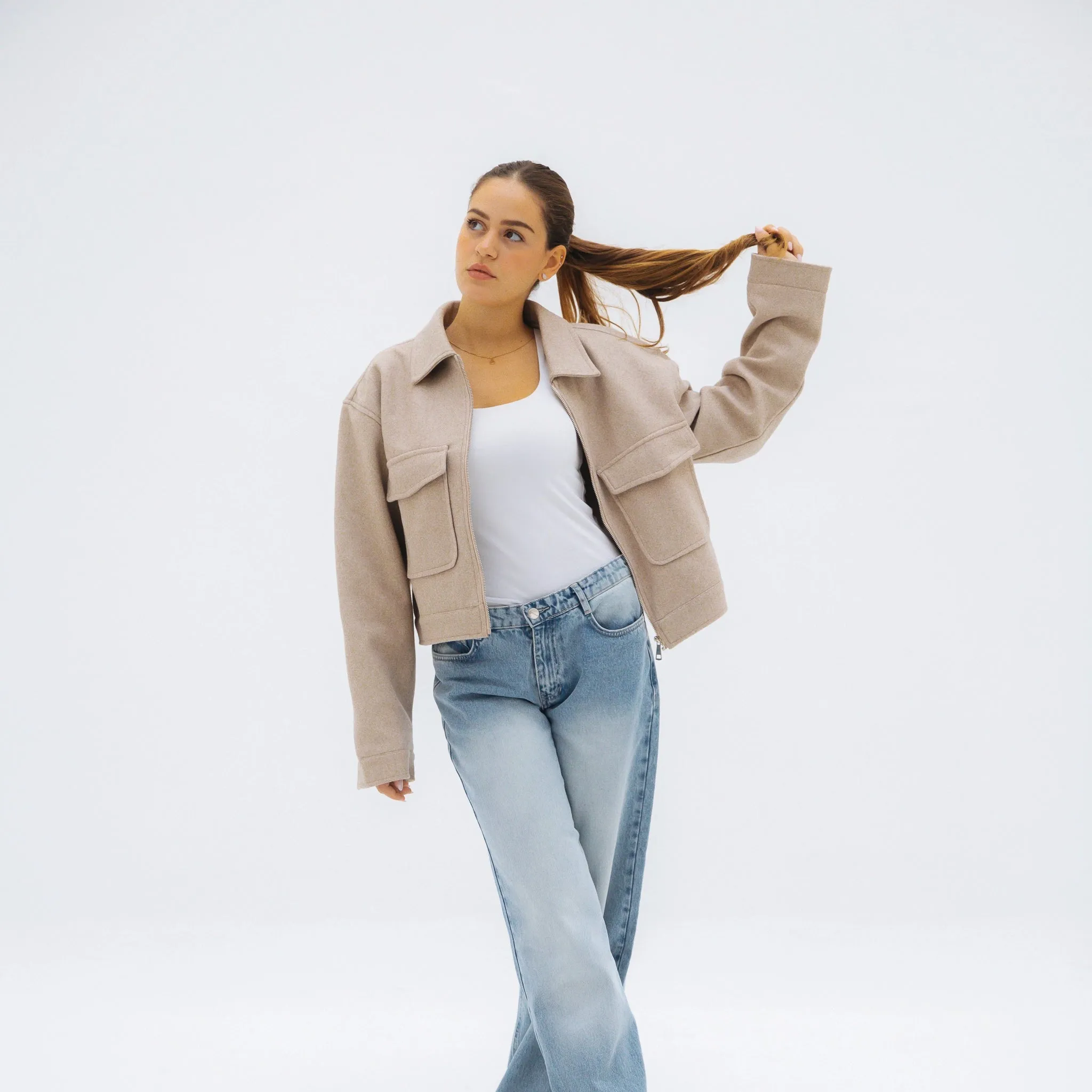 Soft cropped jacket - Beige