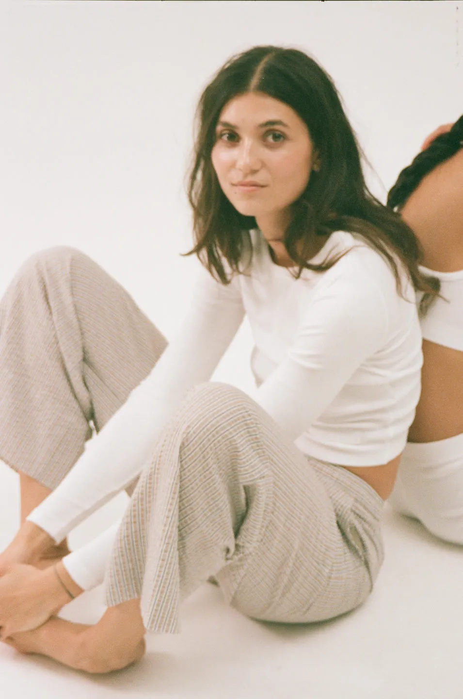 Soft rib crop tee Key - white