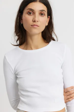 Soft rib crop tee Key - white