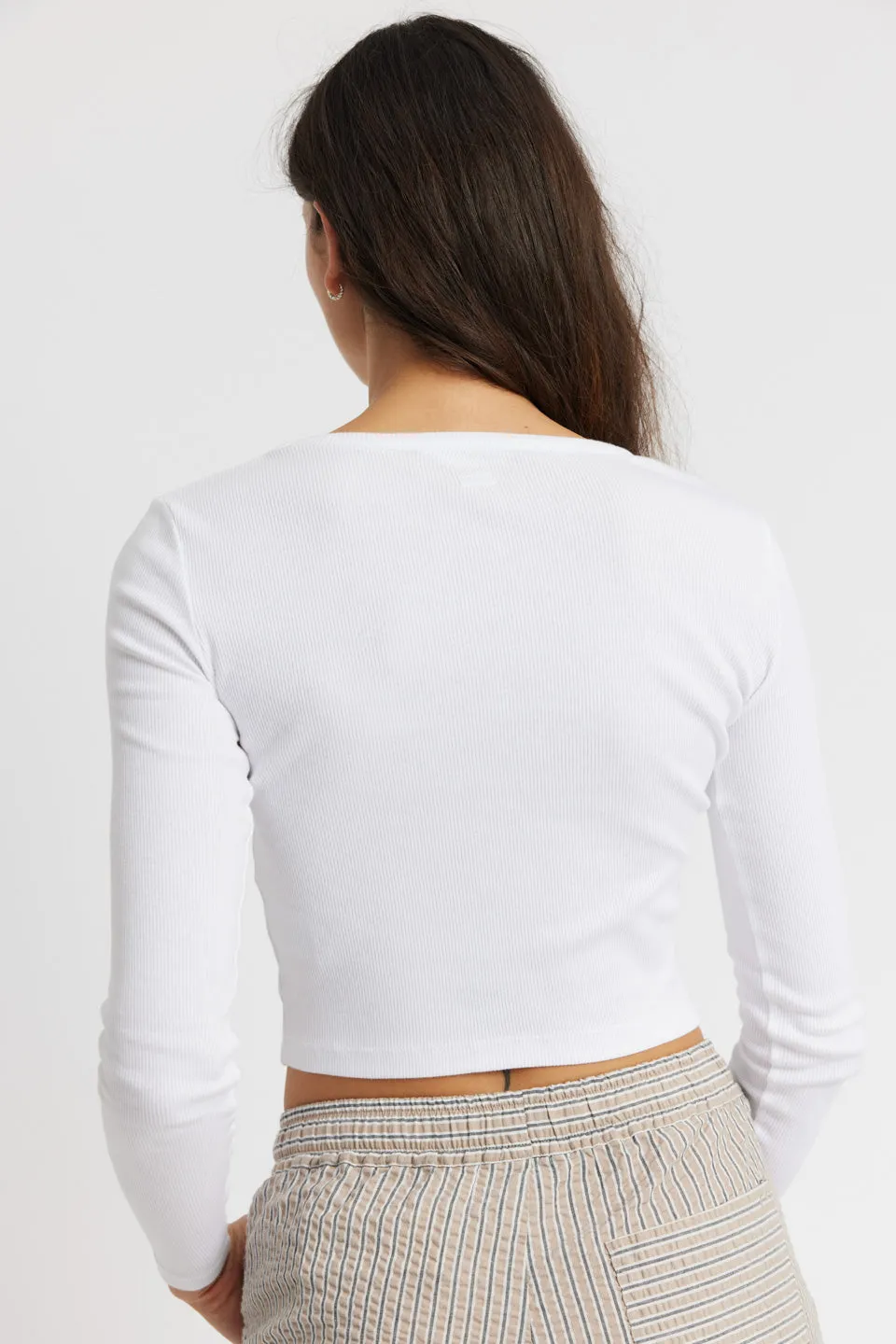 Soft rib crop tee Key - white