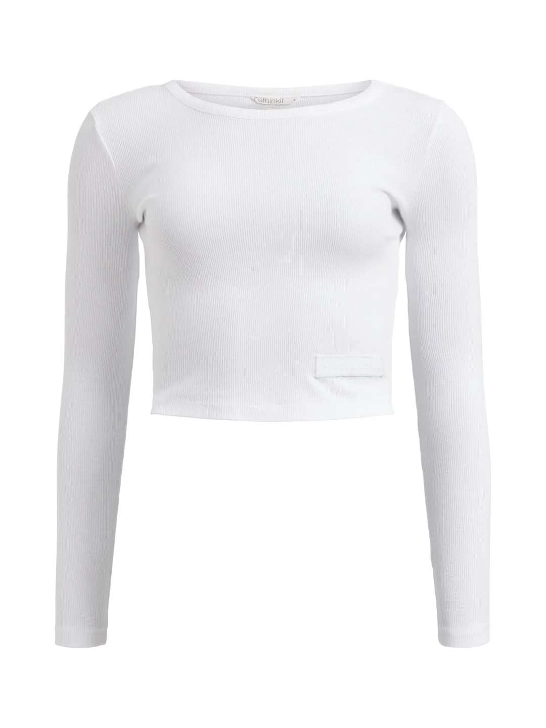 Soft rib crop tee Key - white