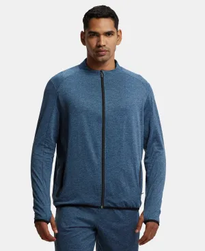 Soft Touch Microfiber Elastane Stretch Jacket with Thumbhole Styling - Blue Marl