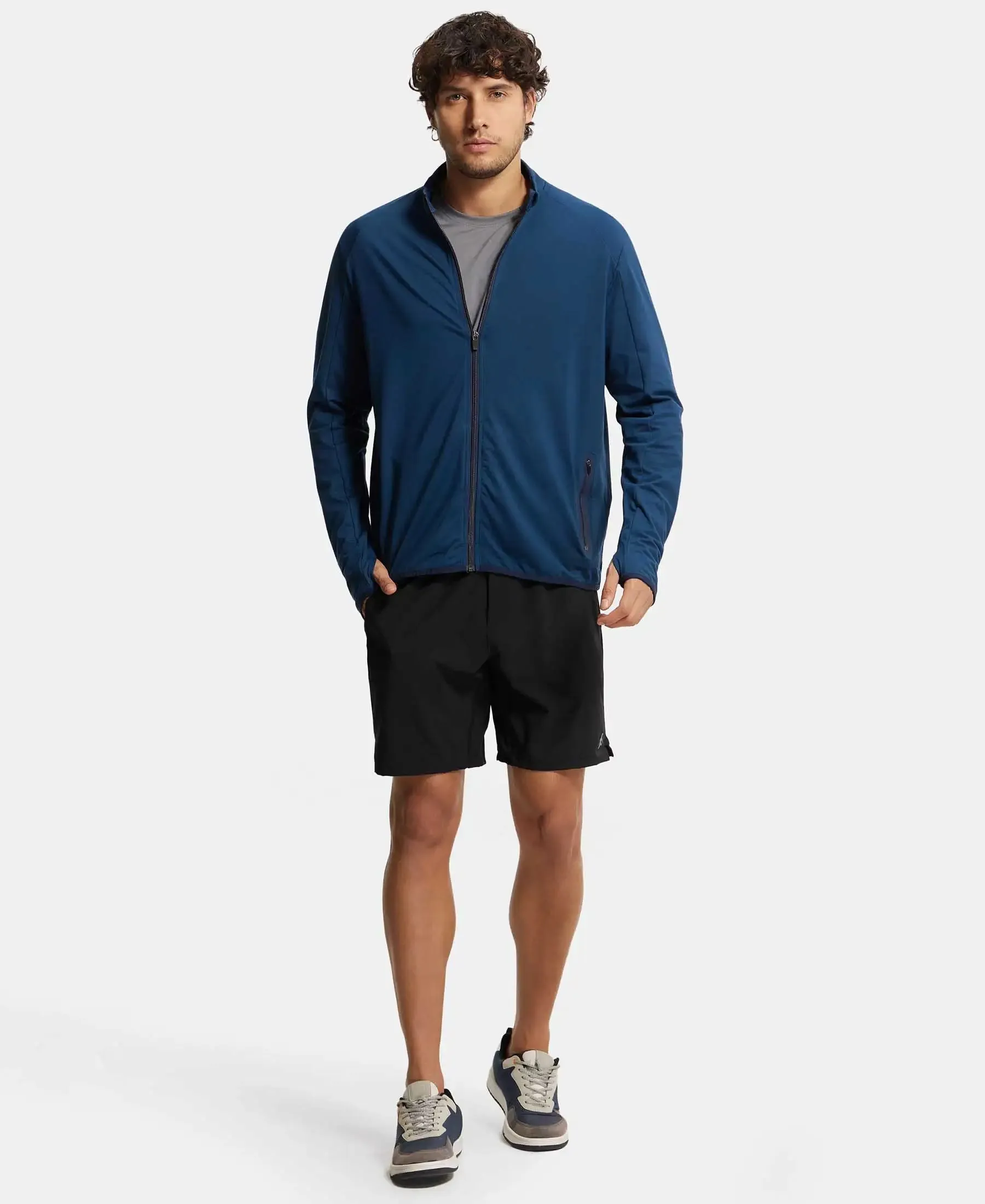 Soft Touch Microfiber Elastane Stretch Jacket with Thumbhole Styling - Moon Light Ocean