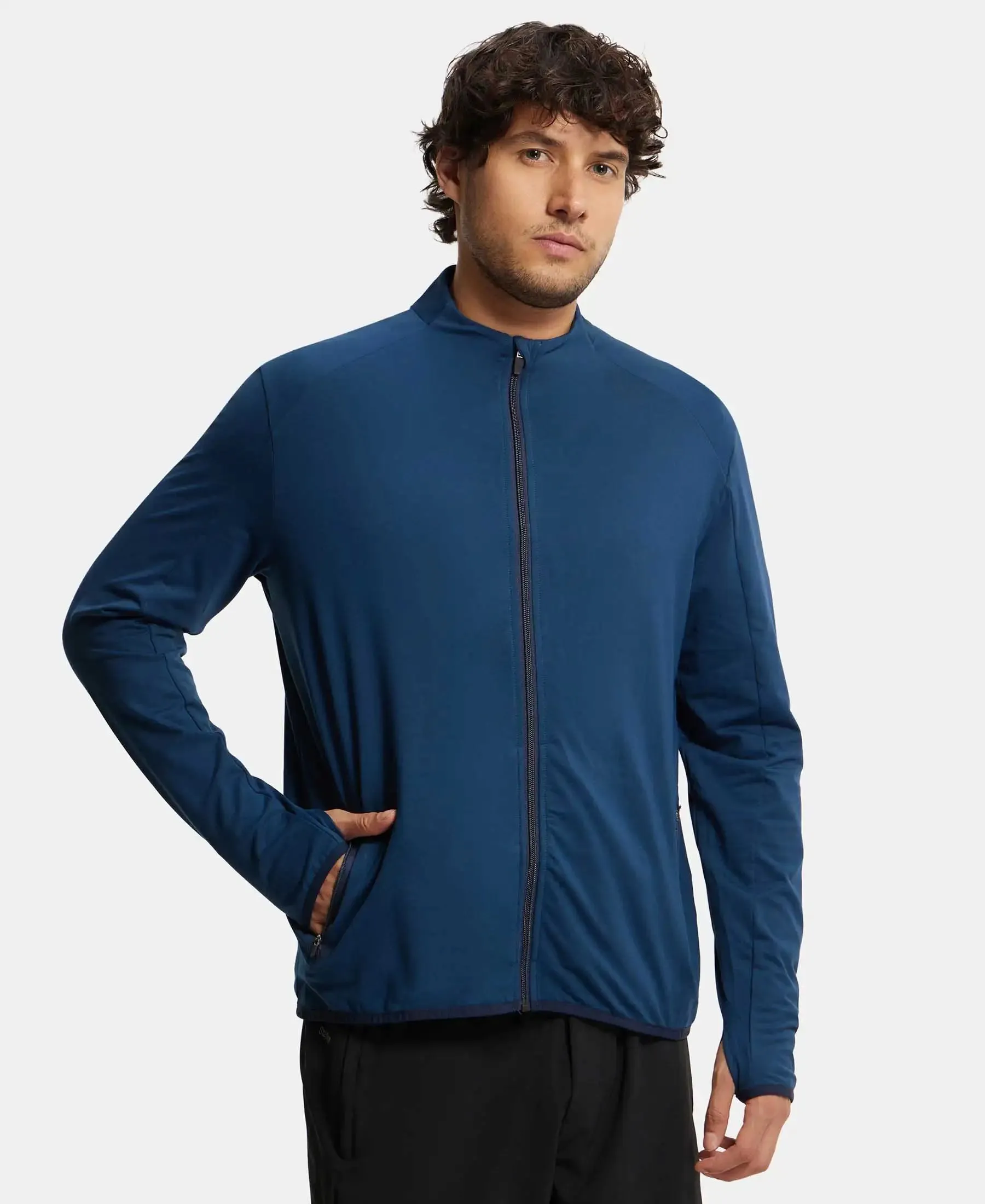 Soft Touch Microfiber Elastane Stretch Jacket with Thumbhole Styling - Moon Light Ocean