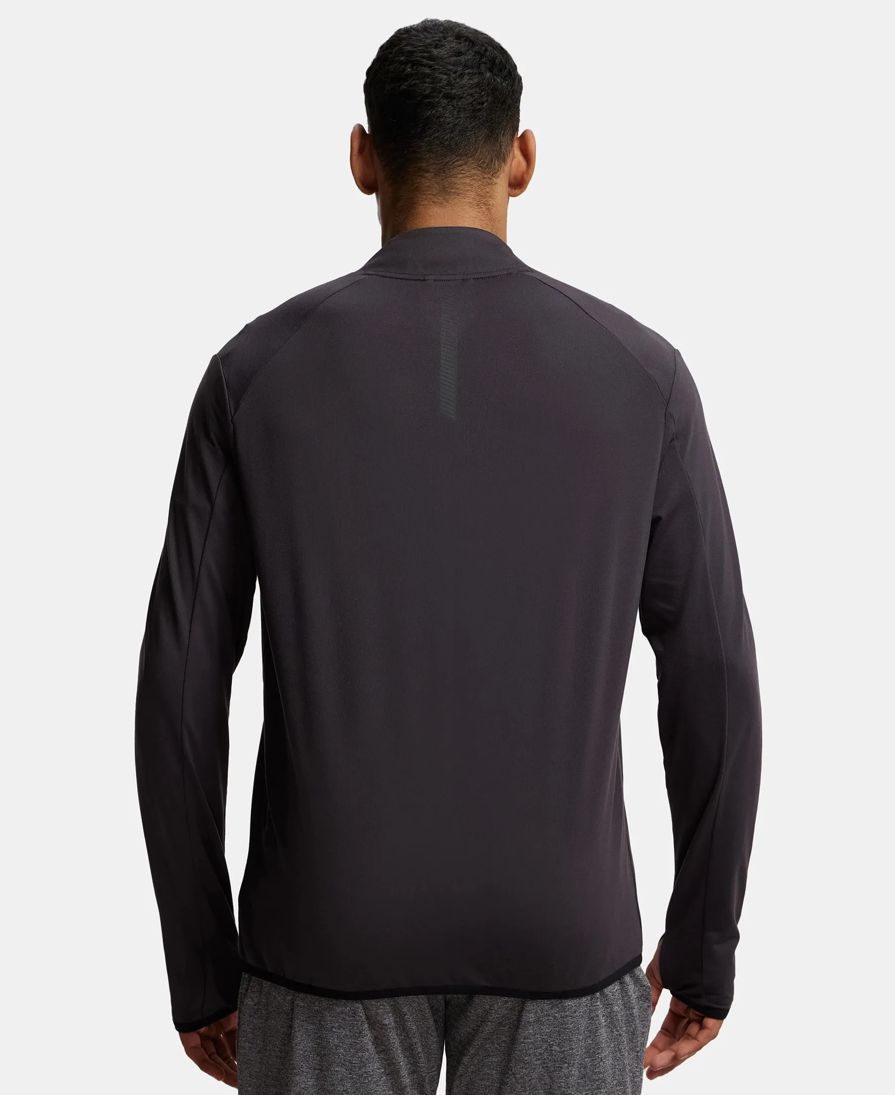 Soft Touch Microfiber Elastane Stretch Jacket with Thumbhole Styling - Obsidian
