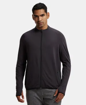Soft Touch Microfiber Elastane Stretch Jacket with Thumbhole Styling - Obsidian