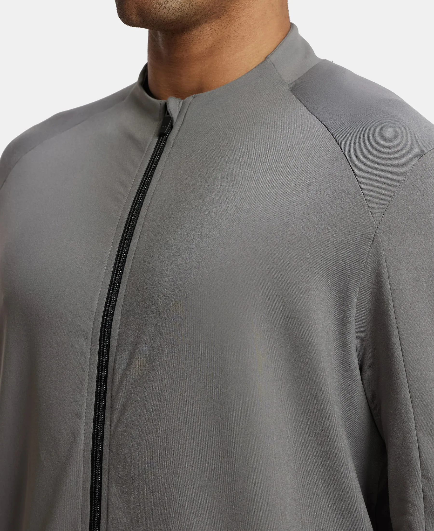 Soft Touch Microfiber Elastane Stretch Jacket with Thumbhole Styling - Quiet Shade