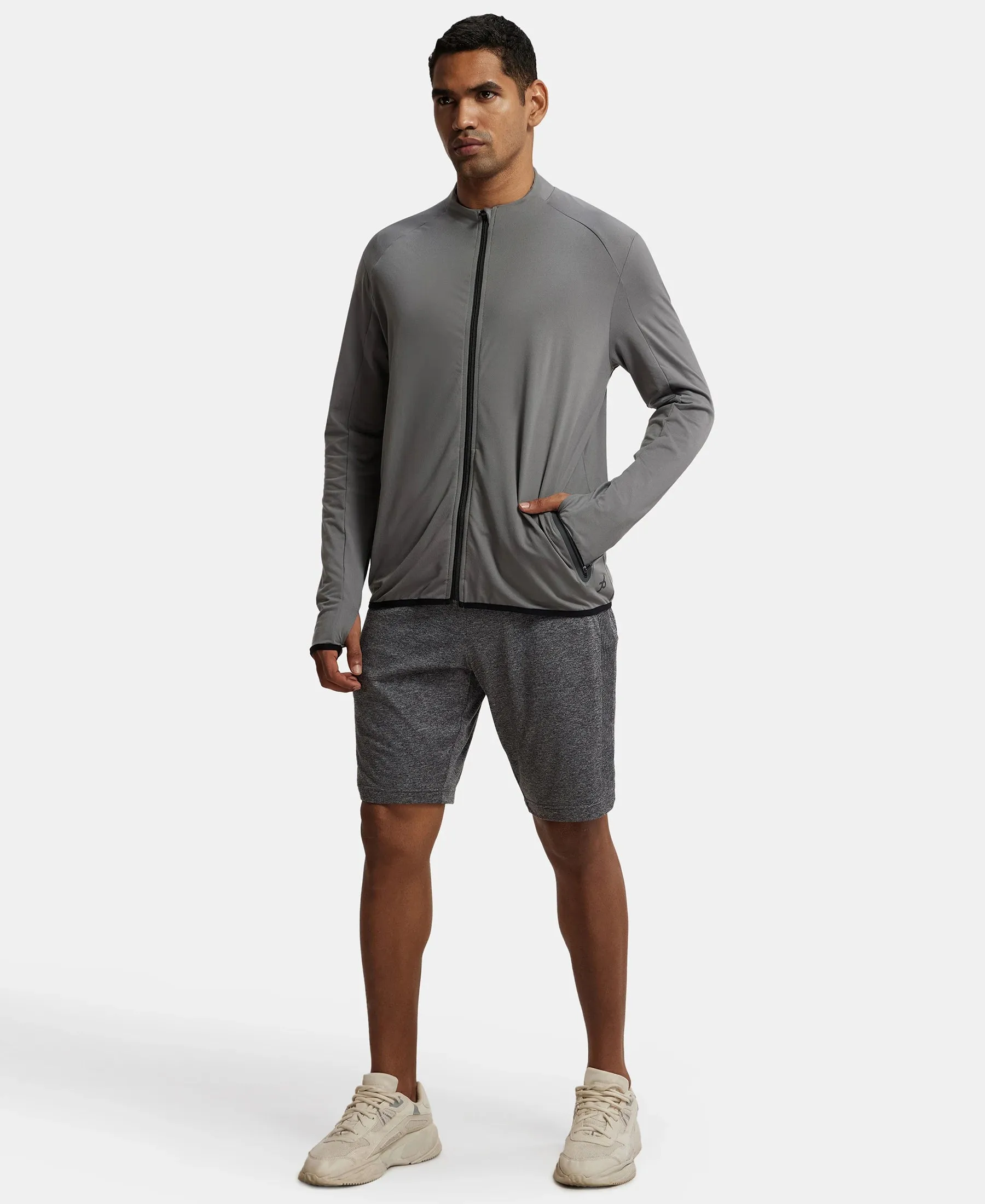 Soft Touch Microfiber Elastane Stretch Jacket with Thumbhole Styling - Quiet Shade