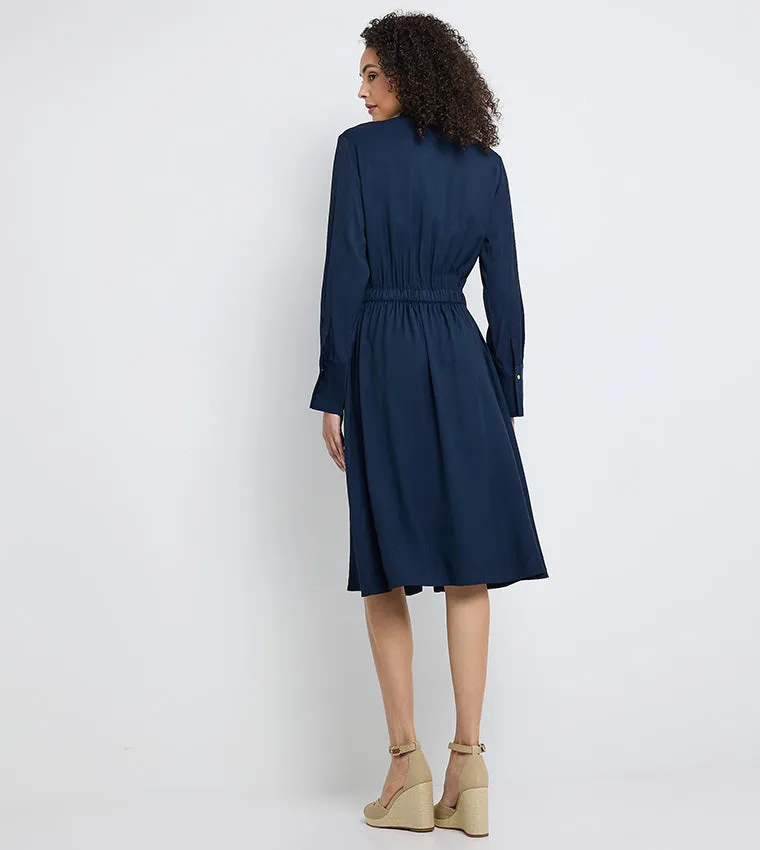 Soft Vis Colarless Shirt Dress