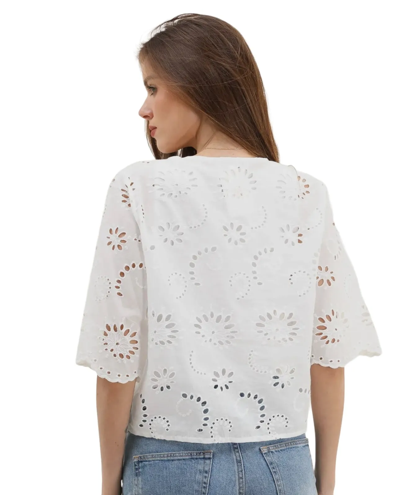 Sola embroidered eyelet top