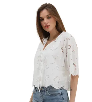 Sola embroidered eyelet top