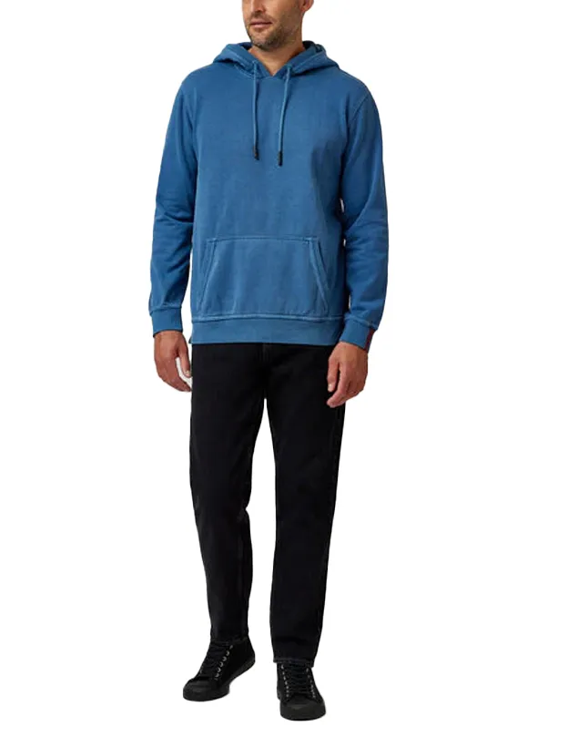 Solid Garment Wash Hoodie in Denim Blue