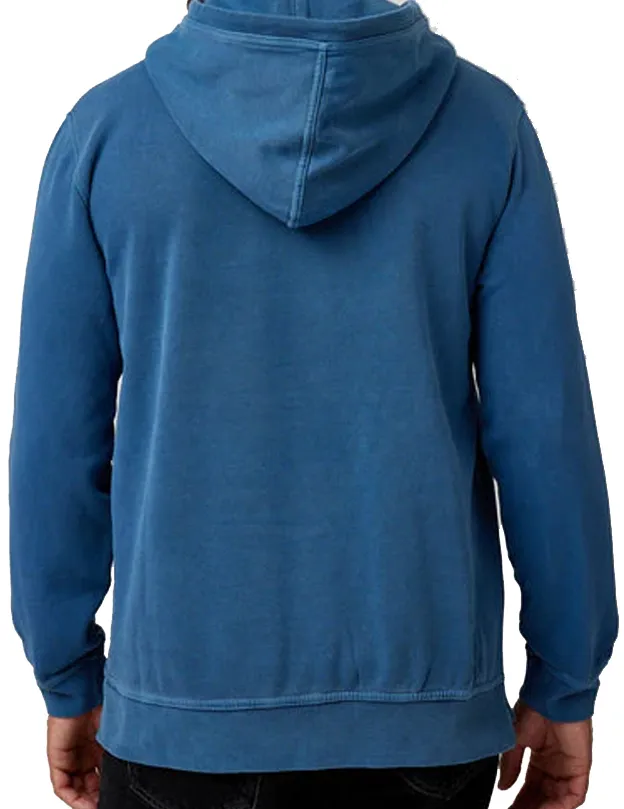 Solid Garment Wash Hoodie in Denim Blue