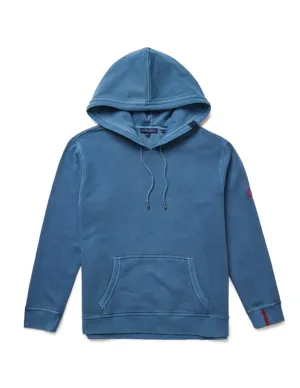 Solid Garment Wash Hoodie in Denim Blue