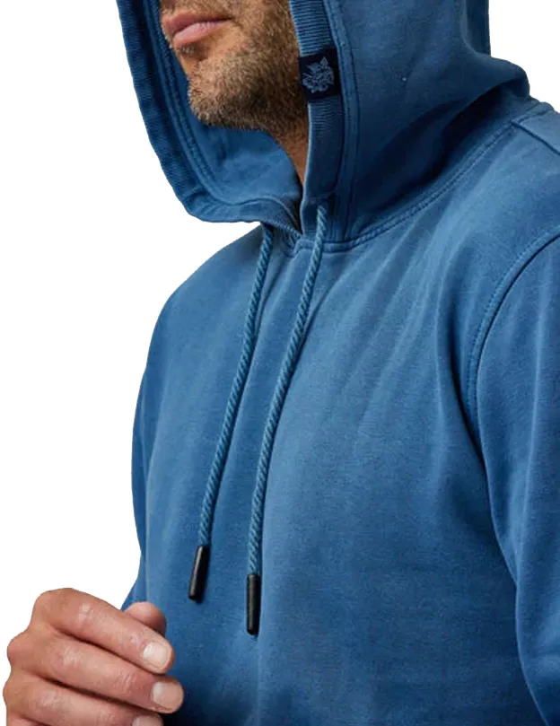 Solid Garment Wash Hoodie in Denim Blue