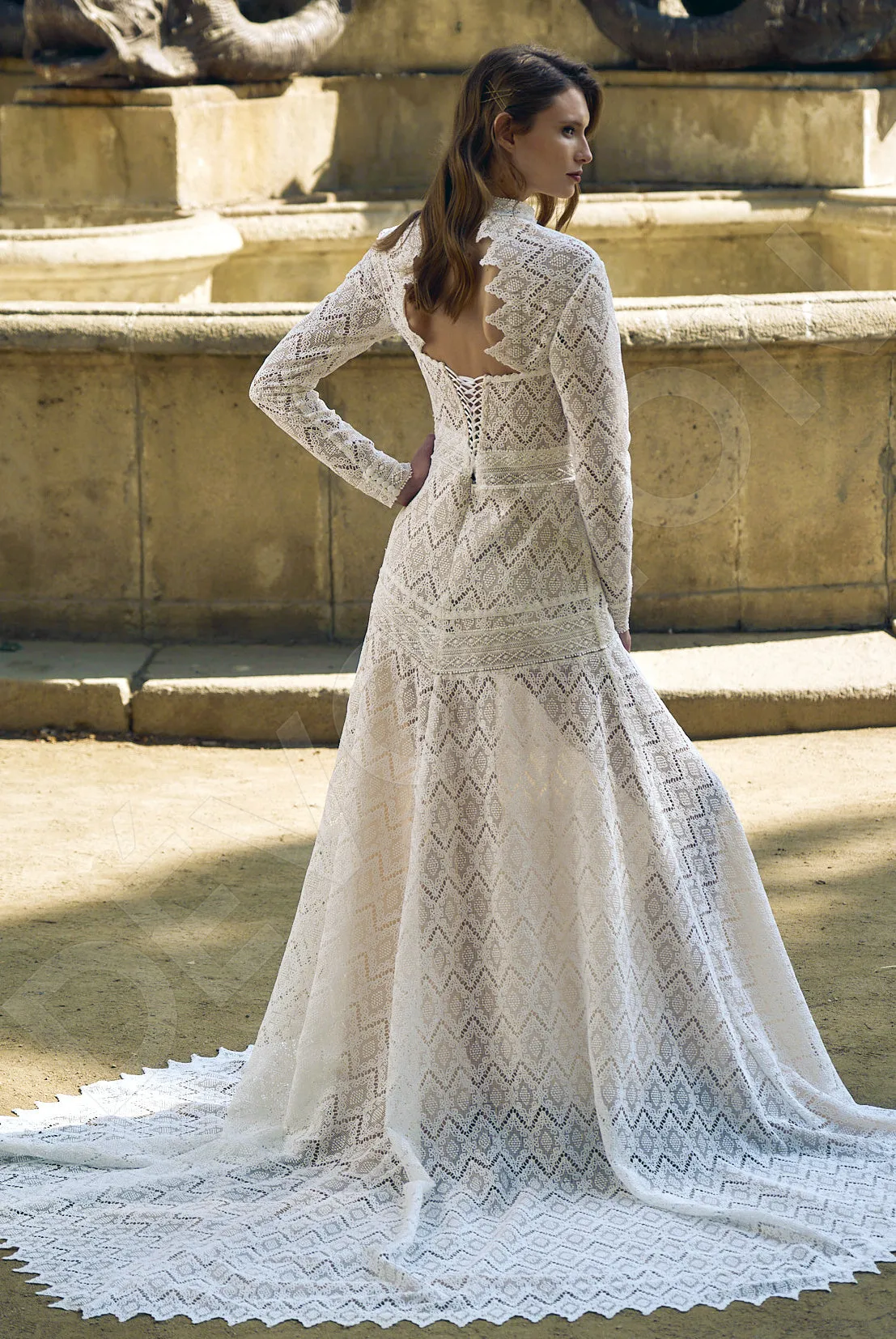 Sonia A-line High neck Milk Wedding dress
