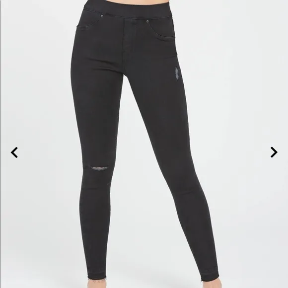Spanx Black Vintage Distressed Skinny High Rise Jeans