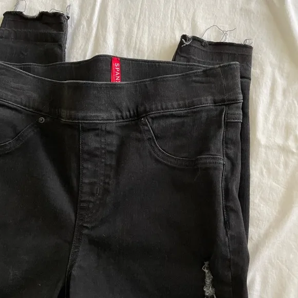 Spanx Black Vintage Distressed Skinny High Rise Jeans
