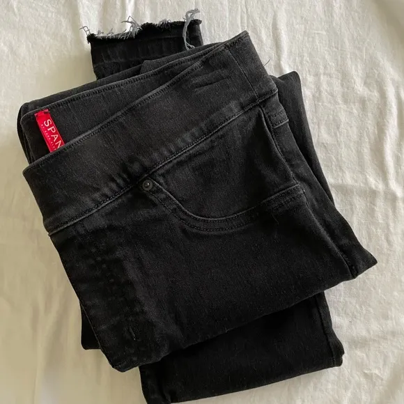 Spanx Black Vintage Distressed Skinny High Rise Jeans