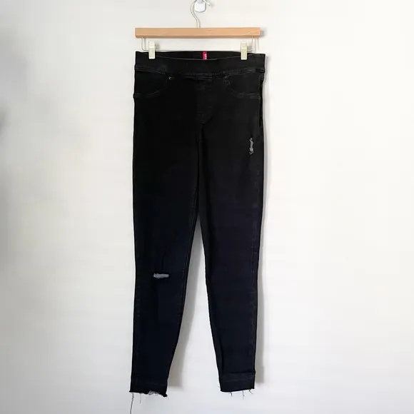 Spanx Black Vintage Distressed Skinny High Rise Jeans