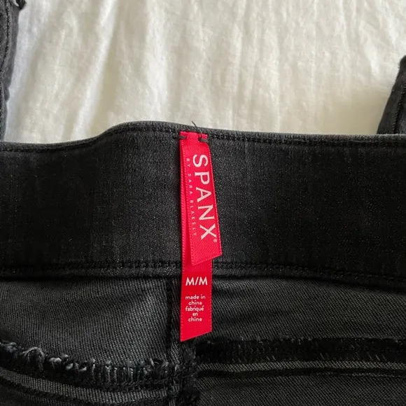Spanx Black Vintage Distressed Skinny High Rise Jeans