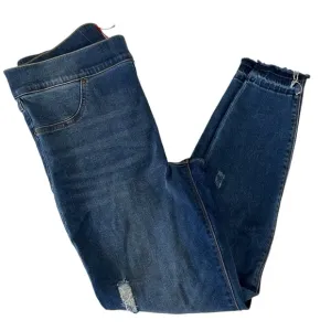 Spanx Size Large distressed blue Jean-ish ankle leggings. Medium wash.‎ EUC