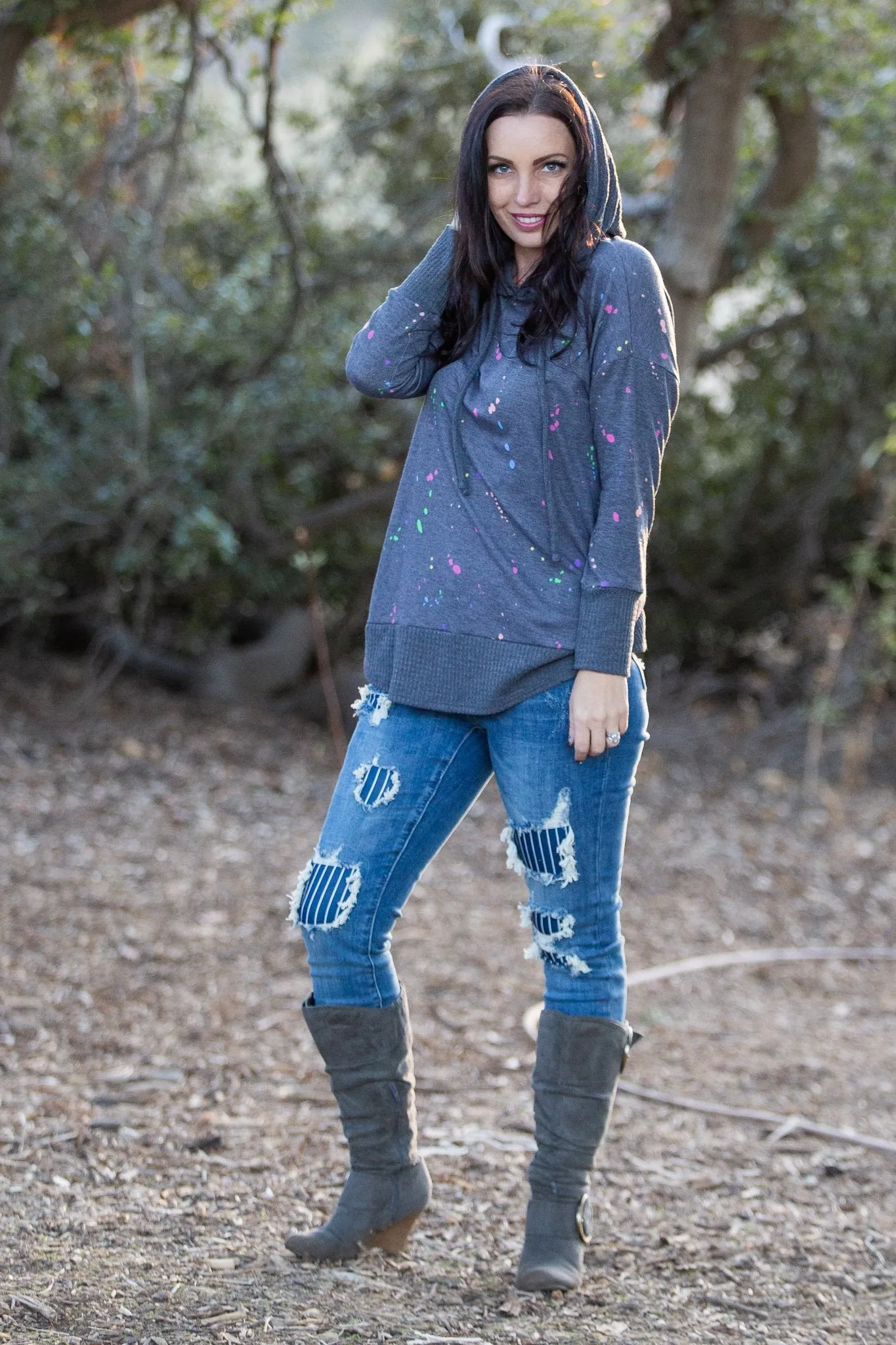 Splattered in Love Knit Sweater Hoodie