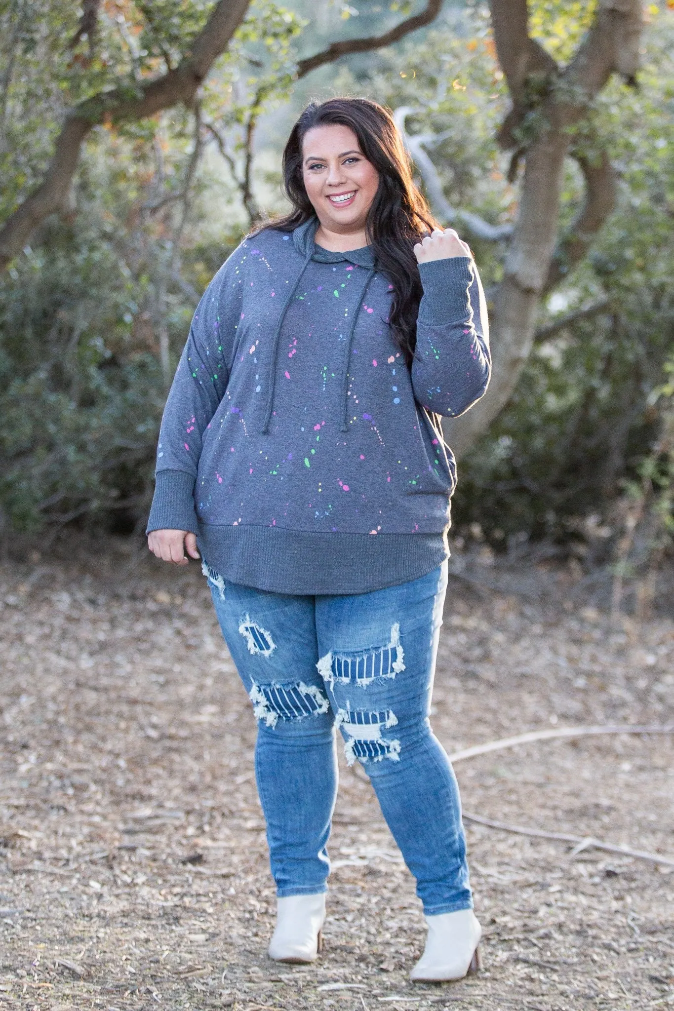 Splattered in Love Knit Sweater Hoodie