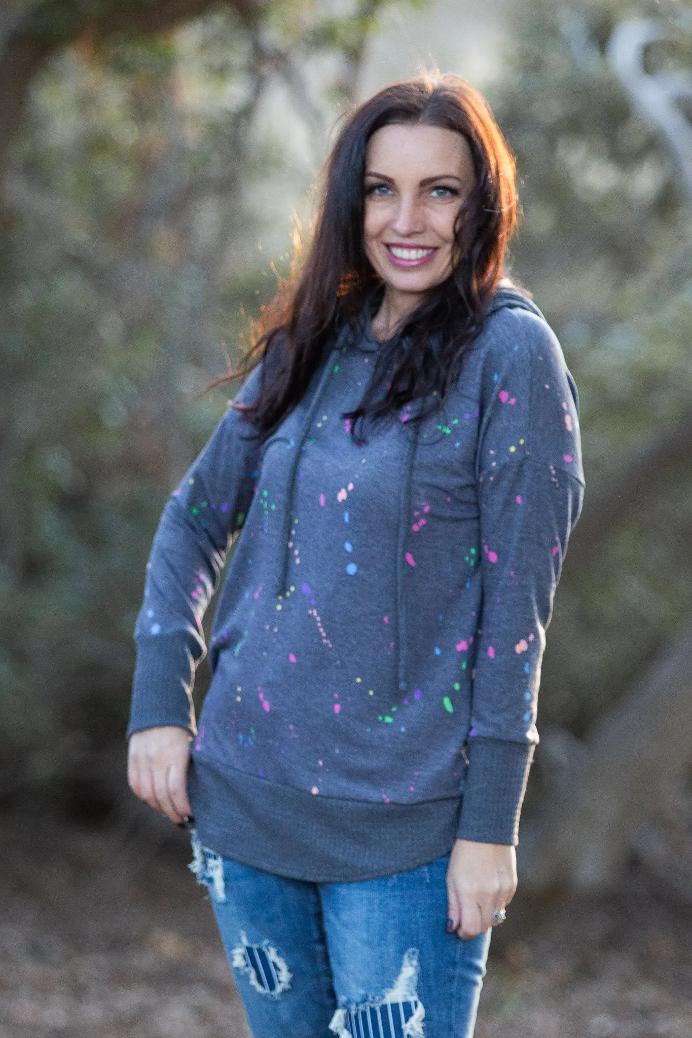 Splattered in Love Knit Sweater Hoodie