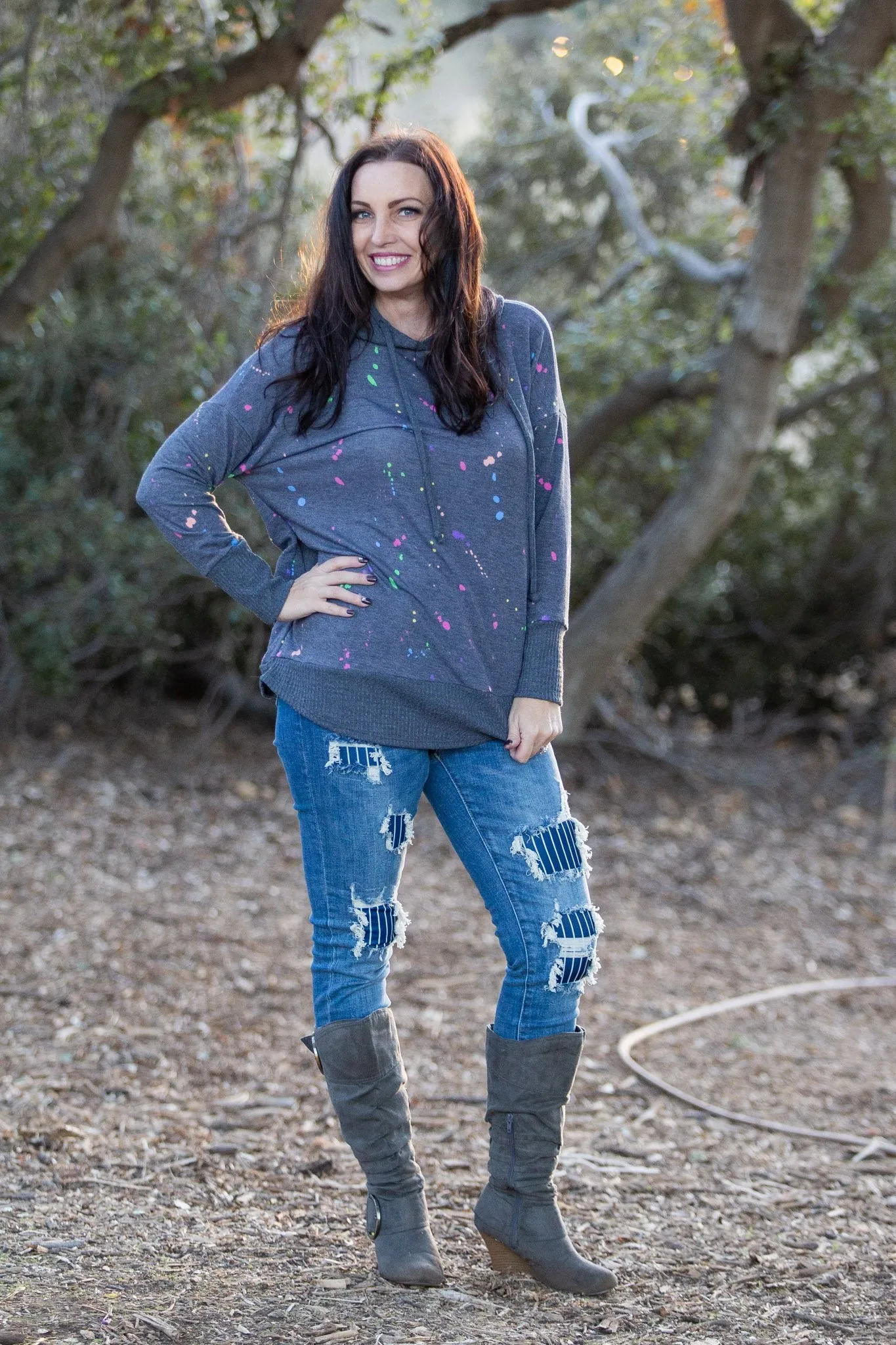 Splattered in Love Knit Sweater Hoodie
