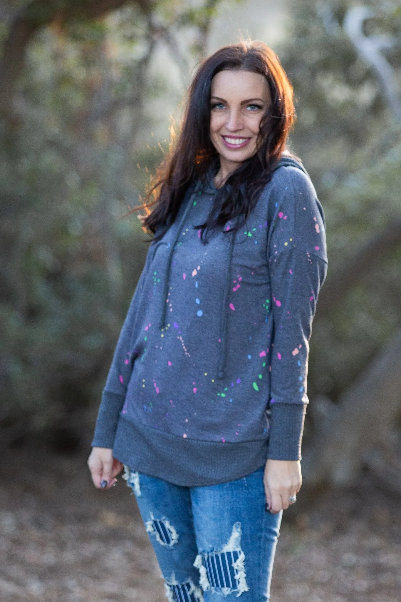 Splattered in Love Knit Sweater Hoodie