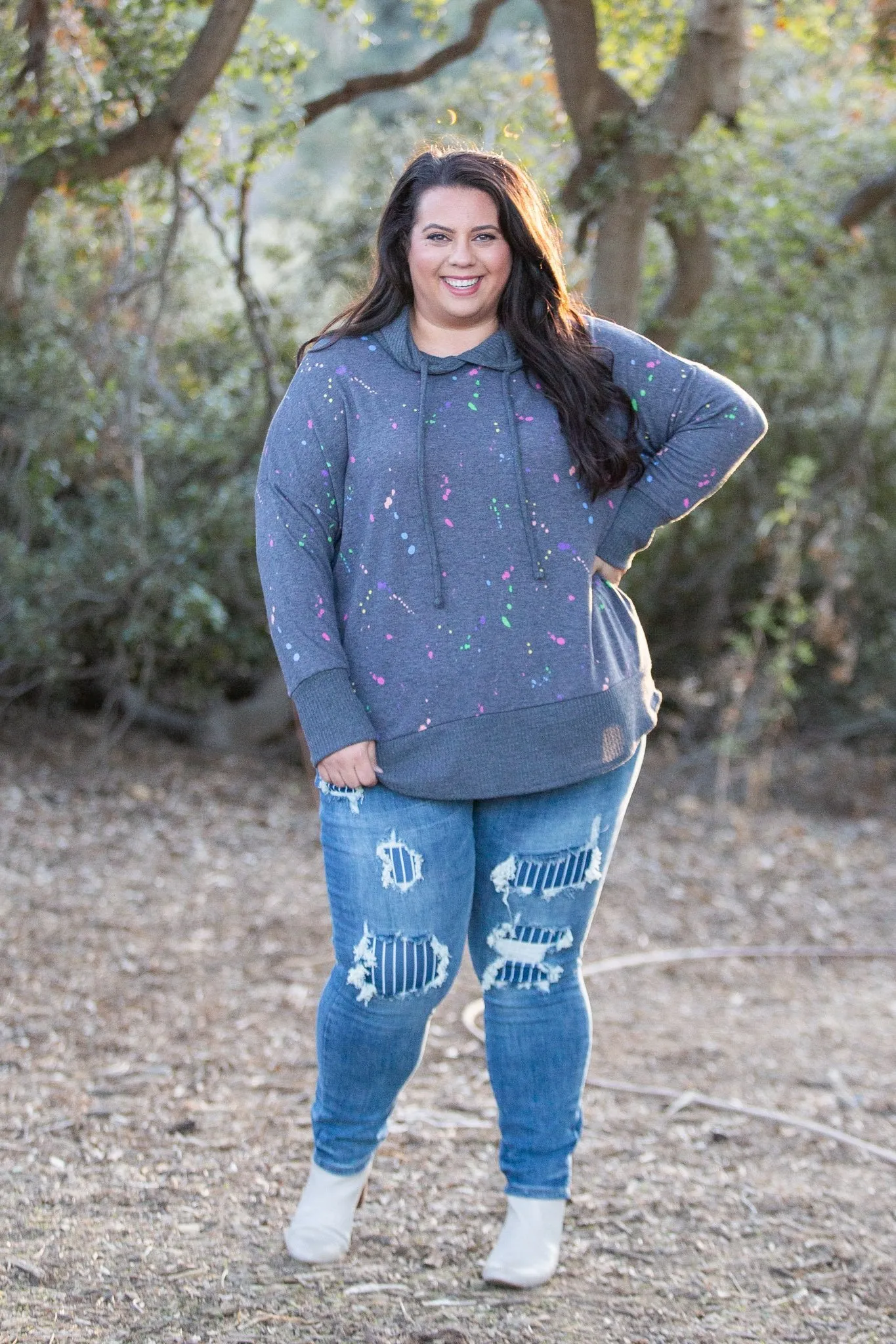 Splattered in Love Knit Sweater Hoodie