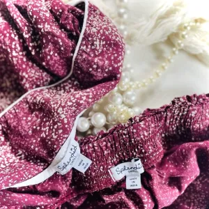 SPLENDID | S | Woven Drawstring Mini Shorts &amp; Top PJ Set in Speckled Dots Maroon